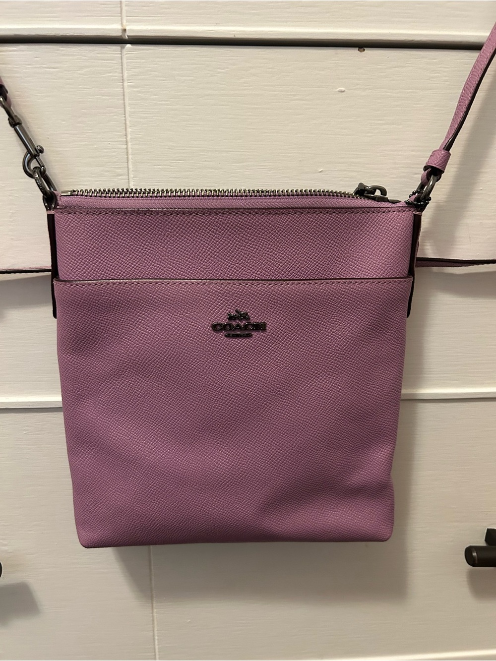 Coach Lavender Crossbody Bag - Textured Leather Shoulder Bag